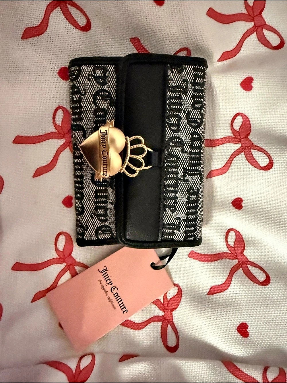 Juicy Couture Retro Glam Double Sided Trifold Wallet Black & Grey